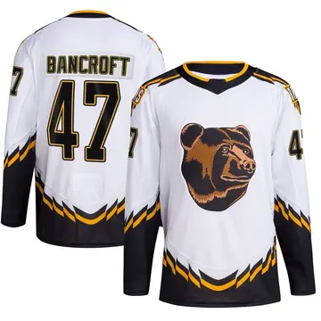 Men's Dalton Bancroft Boston Bruins ＃47 Authentic White Reverse Retro 2.0 Jersey