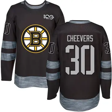 Men's Gerry Cheevers Boston Bruins ＃30 Authentic Black 1917-2017 100th Anniversary Jersey