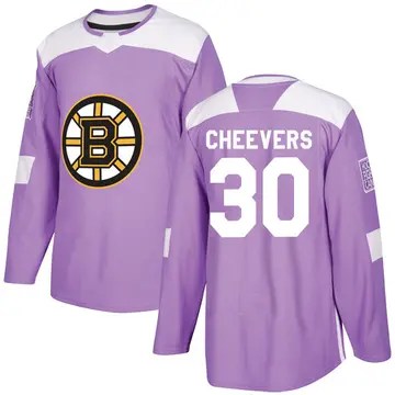 Men's Gerry Cheevers Boston Bruins ＃30 Authentic Purple Fights Cancer Practice Jersey