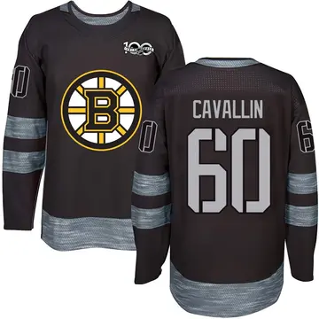 Men's Luke Cavallin Boston Bruins ＃60 Authentic Black 1917-2017 100th Anniversary Jersey