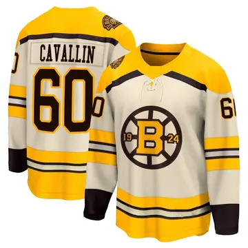 Men's Luke Cavallin Boston Bruins ＃60 Breakaway Cream 100th Anniversary Premier Jersey