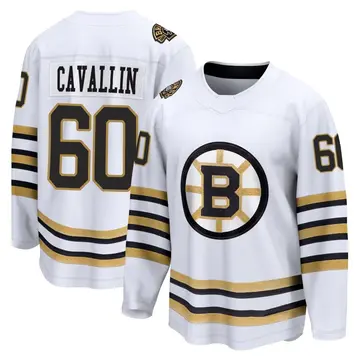 Men's Luke Cavallin Boston Bruins ＃60 Breakaway White 100th Anniversary Premier Jersey