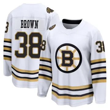 Men's Patrick Brown Boston Bruins ＃38 Breakaway White 100th Anniversary Premier Jersey