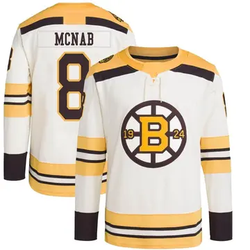 Men's Peter Mcnab Boston Bruins ＃8 Authentic Cream 100th Anniversary Primegreen Jersey