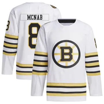 Men's Peter Mcnab Boston Bruins ＃8 Authentic White 100th Anniversary Primegreen Jersey