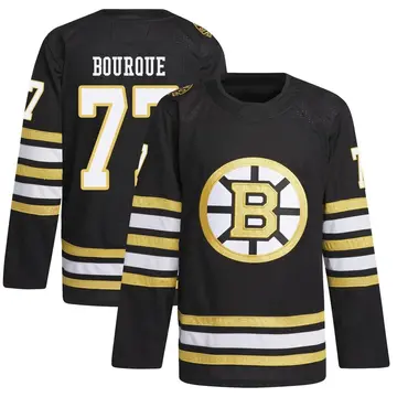 Men's Ray Bourque Boston Bruins ＃77 Authentic Black 100th Anniversary Primegreen Jersey