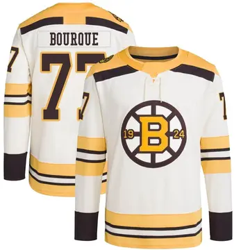 Men's Ray Bourque Boston Bruins ＃77 Authentic Cream 100th Anniversary Primegreen Jersey