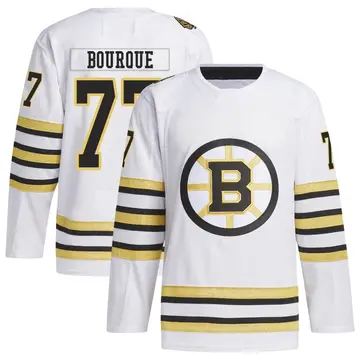 Men's Ray Bourque Boston Bruins ＃77 Authentic White 100th Anniversary Primegreen Jersey