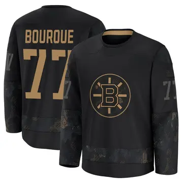 Men's Ray Bourque Boston Bruins ＃77 Premium Black 2024 Military Appreciation Practice Jersey
