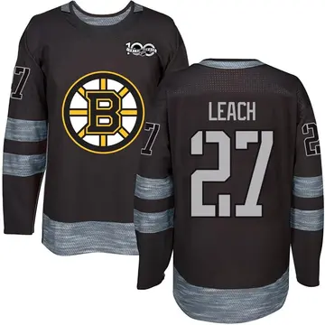Men's Reggie Leach Boston Bruins ＃27 Authentic Black 1917-2017 100th Anniversary Jersey