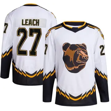 Men's Reggie Leach Boston Bruins ＃27 Authentic White Reverse Retro 2.0 Jersey