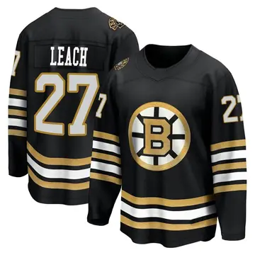 Men's Reggie Leach Boston Bruins ＃27 Breakaway Black 100th Anniversary Premier Jersey