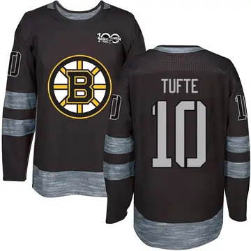 Men's Riley Tufte Boston Bruins ＃10 Authentic Black 1917-2017 100th Anniversary Jersey
