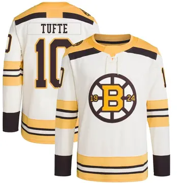 Men's Riley Tufte Boston Bruins ＃10 Authentic Cream 100th Anniversary Primegreen Jersey