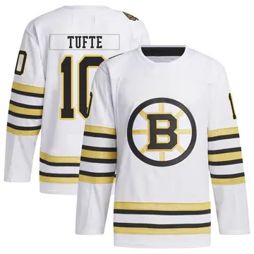 Men's Riley Tufte Boston Bruins ＃10 Authentic White 100th Anniversary Primegreen Jersey