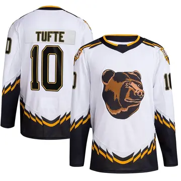 Men's Riley Tufte Boston Bruins ＃10 Authentic White Reverse Retro 2.0 Jersey