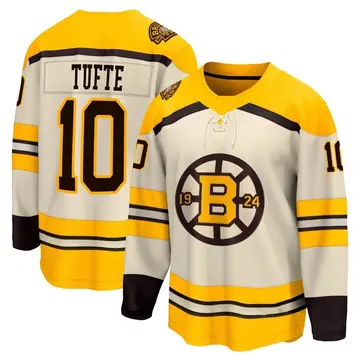 Men's Riley Tufte Boston Bruins ＃10 Breakaway Cream 100th Anniversary Premier Jersey
