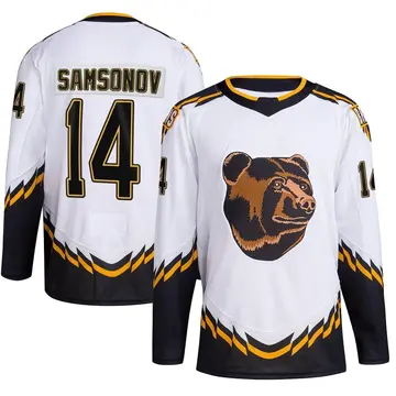 Men's Sergei Samsonov Boston Bruins ＃14 Authentic White Reverse Retro 2.0 Jersey