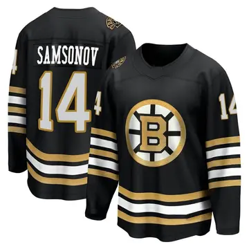 Men's Sergei Samsonov Boston Bruins ＃14 Breakaway Black 100th Anniversary Premier Jersey