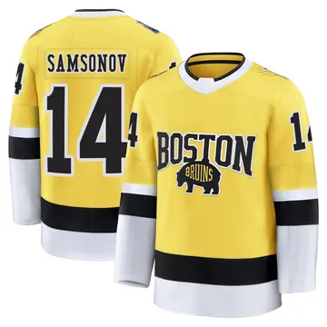 Men's Sergei Samsonov Boston Bruins ＃14 Premium Gold 2026 Stadium Series Jersey