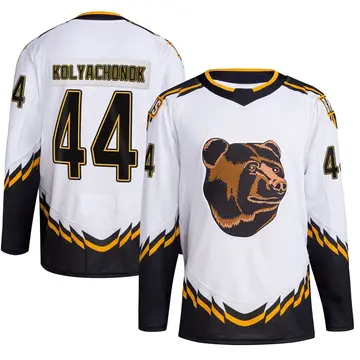 Men's Vladislav Kolyachonok Boston Bruins ＃44 Authentic White Reverse Retro 2.0 Jersey