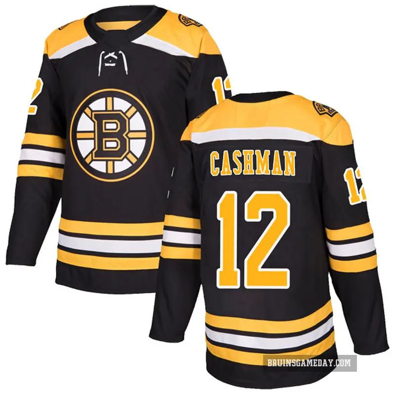 Men's Wayne Cashman Boston Bruins ＃12 Authentic Black Home Jersey