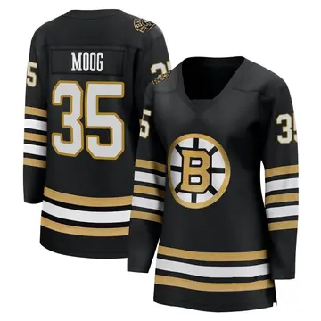 Women's Andy Moog Boston Bruins ＃35 Breakaway Black 100th Anniversary Premier Jersey