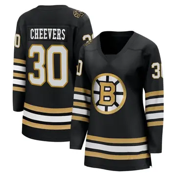 Women's Gerry Cheevers Boston Bruins ＃30 Breakaway Black 100th Anniversary Premier Jersey