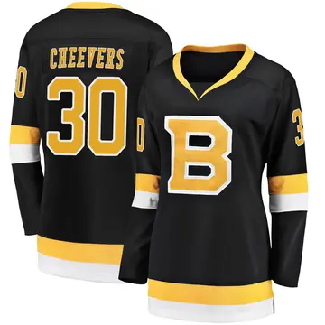 Women's Gerry Cheevers Boston Bruins ＃30 Breakaway Black Alternate Premier Jersey