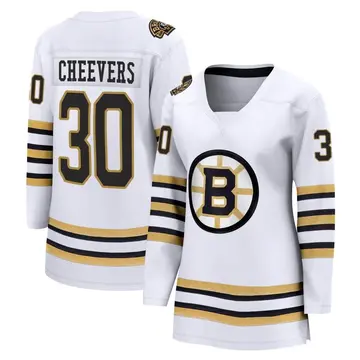Women's Gerry Cheevers Boston Bruins ＃30 Breakaway White 100th Anniversary Premier Jersey