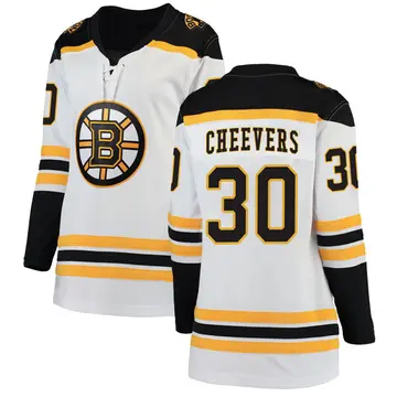 Women's Gerry Cheevers Boston Bruins ＃30 Breakaway White Away Jersey