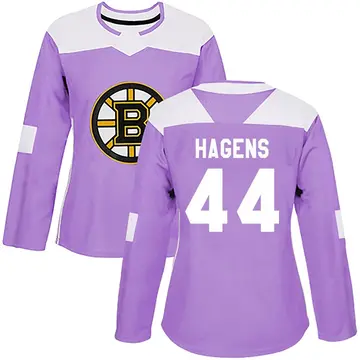 Women's James Hagens Boston Bruins ＃44 Authentic Purple Fights Cancer Practice Jersey