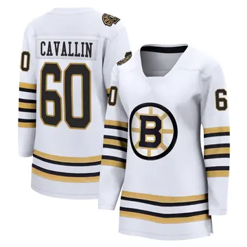 Women's Luke Cavallin Boston Bruins ＃60 Breakaway White 100th Anniversary Premier Jersey
