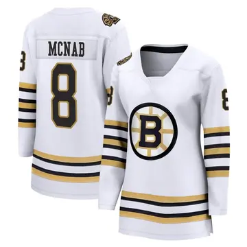Women's Peter Mcnab Boston Bruins ＃8 Breakaway White 100th Anniversary Premier Jersey