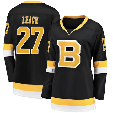 Women's Reggie Leach Boston Bruins ＃27 Breakaway Black Alternate Premier Jersey