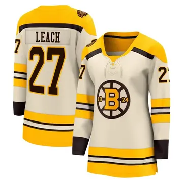 Women's Reggie Leach Boston Bruins ＃27 Breakaway Cream 100th Anniversary Premier Jersey