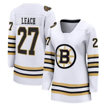 Women's Reggie Leach Boston Bruins ＃27 Breakaway White 100th Anniversary Premier Jersey