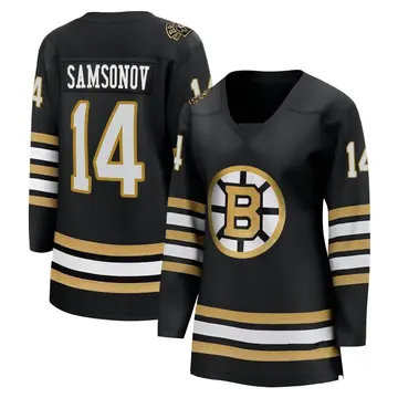 Women's Sergei Samsonov Boston Bruins ＃14 Breakaway Black 100th Anniversary Premier Jersey
