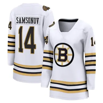 Women's Sergei Samsonov Boston Bruins ＃14 Breakaway White 100th Anniversary Premier Jersey