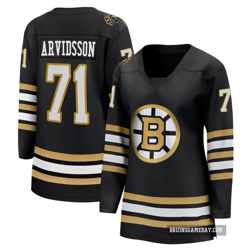 Women's Viktor Arvidsson Boston Bruins ＃71 Breakaway Black 100th Anniversary Premier Jersey