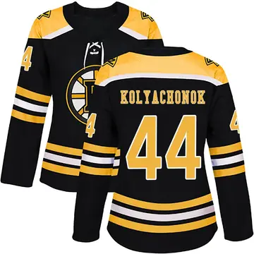 Women's Vladislav Kolyachonok Boston Bruins ＃44 Authentic Black Home Jersey