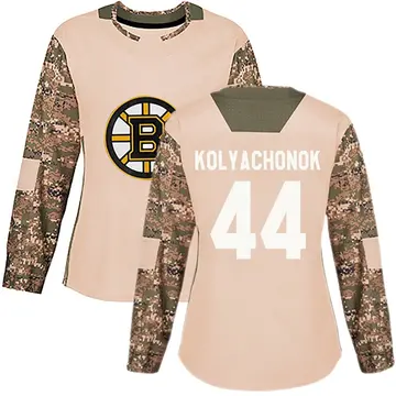 Women's Vladislav Kolyachonok Boston Bruins ＃44 Authentic Camo Veterans Day Practice Jersey