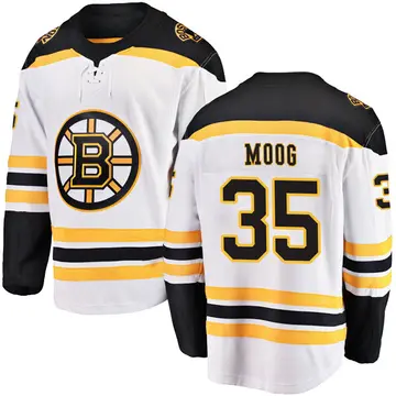 Youth Andy Moog Boston Bruins ＃35 Breakaway White Away Jersey