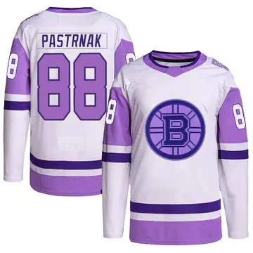 Youth David Pastrnak Boston Bruins ＃88 Authentic White/Purple Hockey Fights Cancer Primegreen Jersey