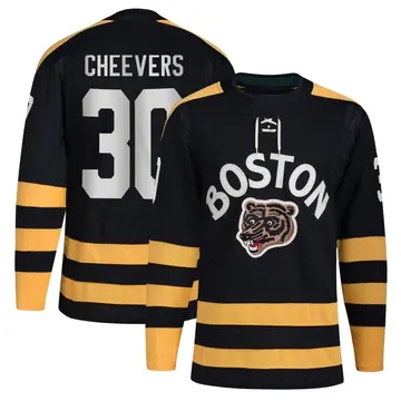 Youth Gerry Cheevers Boston Bruins ＃30 Authentic Black 2023 Winter Classic Jersey