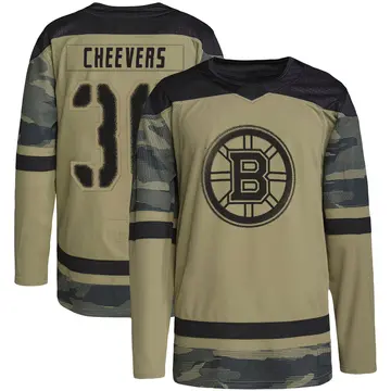 Youth Gerry Cheevers Boston Bruins ＃30 Authentic Camo Military Appreciation Practice Jersey
