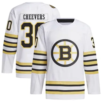 Youth Gerry Cheevers Boston Bruins ＃30 Authentic White 100th Anniversary Primegreen Jersey