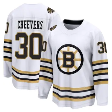 Youth Gerry Cheevers Boston Bruins ＃30 Breakaway White 100th Anniversary Premier Jersey