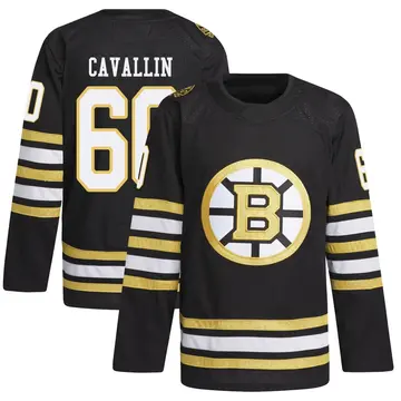 Youth Luke Cavallin Boston Bruins ＃60 Authentic Black 100th Anniversary Primegreen Jersey