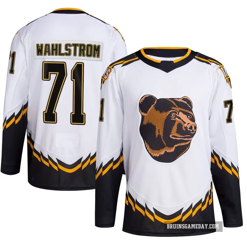 Youth Oliver Wahlstrom Boston Bruins ＃71 Authentic White Reverse Retro 2.0 Jersey